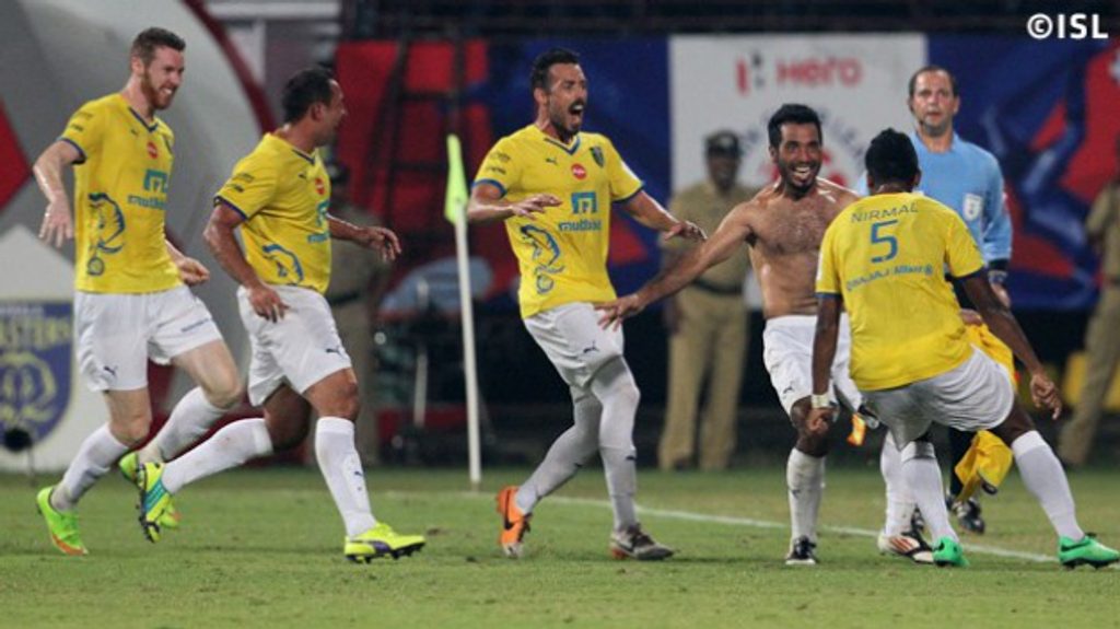 Kerala Blasters celebraste their first  goal